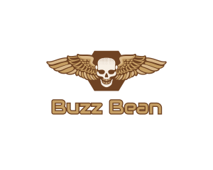 Gold Wing Skull logo design