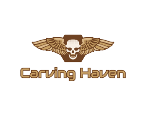 Gold Wing Skull logo design