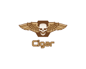 Gold Wing Skull logo design