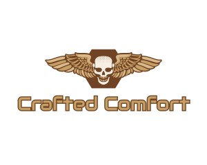 Gold Wing Skull logo design