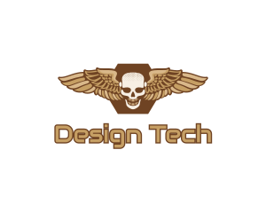 Gold Wing Skull logo design