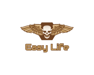 Gold Wing Skull logo design