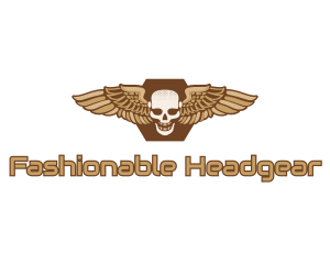 Gold Wing Skull logo design