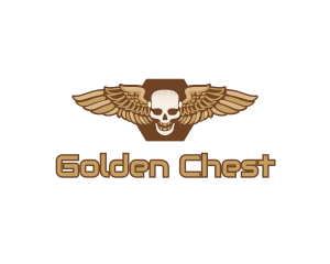 Gold Wing Skull logo design