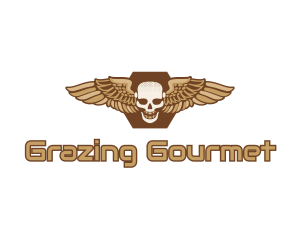 Gold Wing Skull logo design