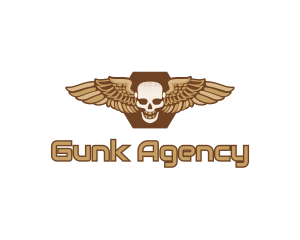 Gold Wing Skull logo design