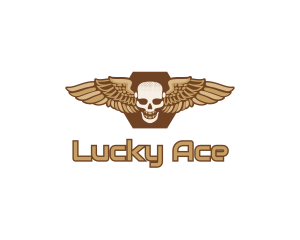 Gold Wing Skull logo design