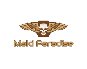 Gold Wing Skull logo design