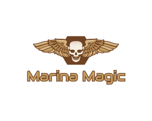 Gold Wing Skull logo design