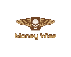 Gold Wing Skull logo design