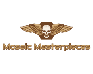 Gold Wing Skull logo design