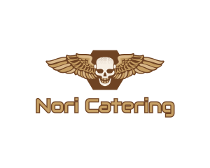 Gold Wing Skull logo design