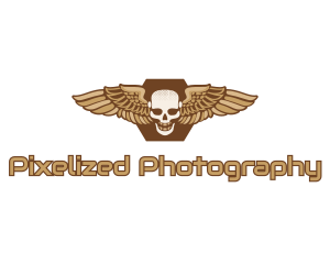 Gold Wing Skull logo design