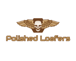 Gold Wing Skull logo design