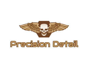 Gold Wing Skull logo design