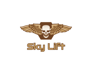 Gold Wing Skull logo design