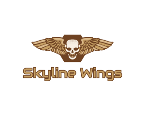 Gold Wing Skull logo design