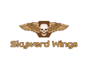 Gold Wing Skull logo design