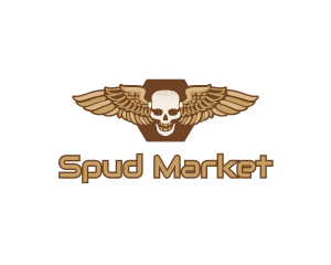 Gold Wing Skull logo design