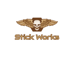 Gold Wing Skull logo design