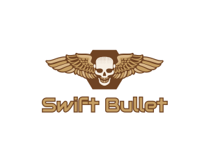 Gold Wing Skull logo design