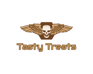 Gold Wing Skull logo design