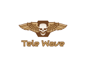 Gold Wing Skull logo design