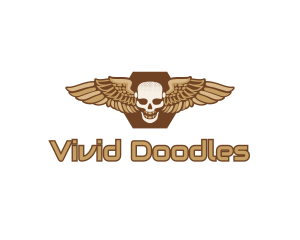 Gold Wing Skull logo design