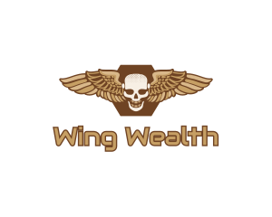 Gold Wing Skull logo design