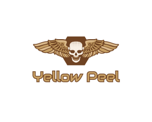 Gold Wing Skull logo design