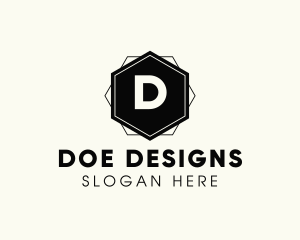 Geometric Hexagon Interior Design logo design