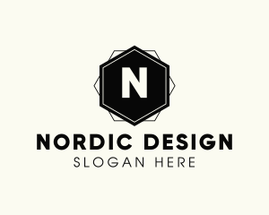 Geometric Hexagon Interior Design logo design