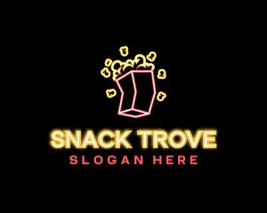 Neon Popcorn Snack logo