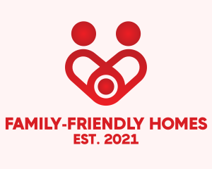 Red Family Heart  logo design