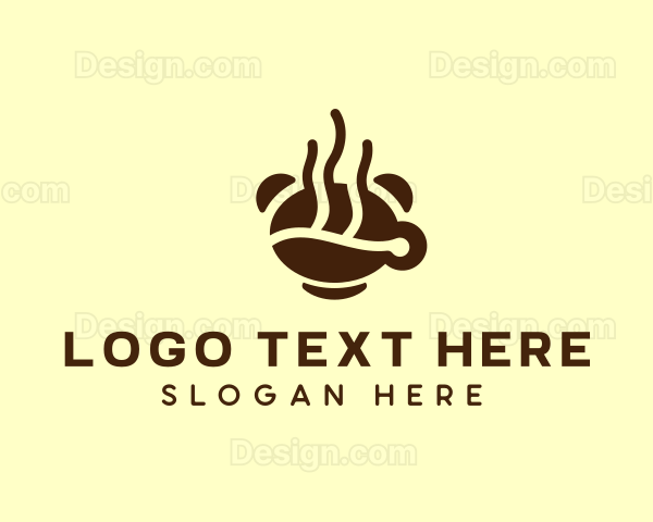 Hot Coffee Bean Drink Logo