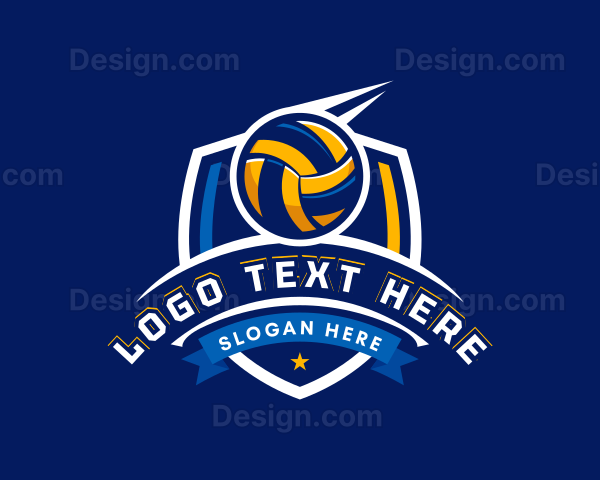 Sport Volleyball Shield Logo