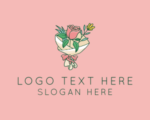 Rose Florist Bouquet  Logo