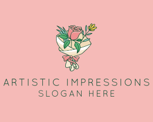 Rose Florist Bouquet  logo design