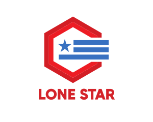 Star Stripes Hexagon logo design