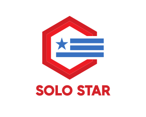 Star Stripes Hexagon logo design