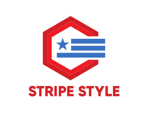 Star Stripes Hexagon logo design