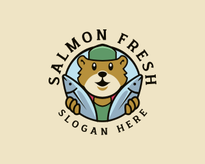 Fishing Bear Animal logo