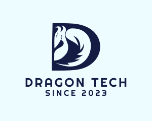 Blue Dragon Letter D logo design