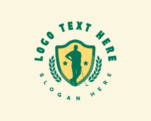 Golfer Shield Wreath logo