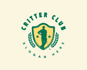 Golfer Shield Wreath logo design