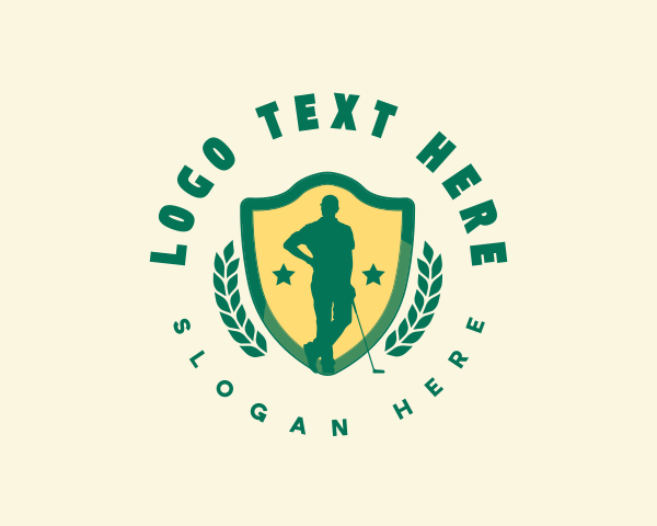 Golfer Shield Wreath logo