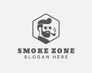 Hipster Smoking Pipe logo design