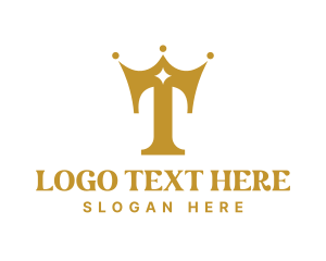 Gold Crown Letter T logo