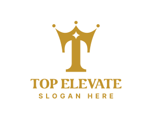 Gold Crown Letter T logo design