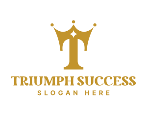 Gold Crown Letter T logo design